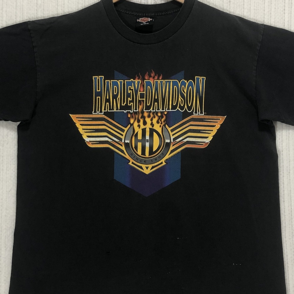 Vintage Harley Davidson T Shirt XL Black Earl Smalls‎ Marietta GA Graphic Tee